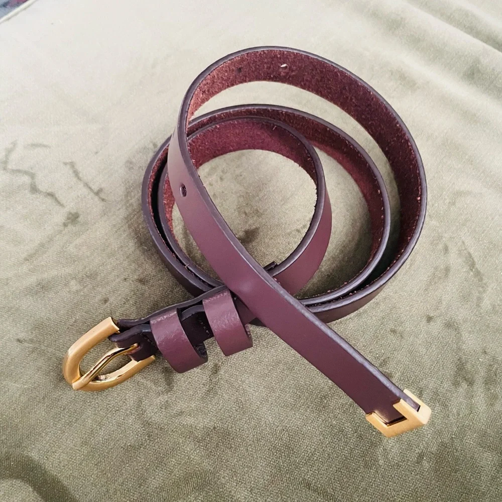 J. Crew Dark Brown Belt with Gold Buckle - Picture 2 of 16